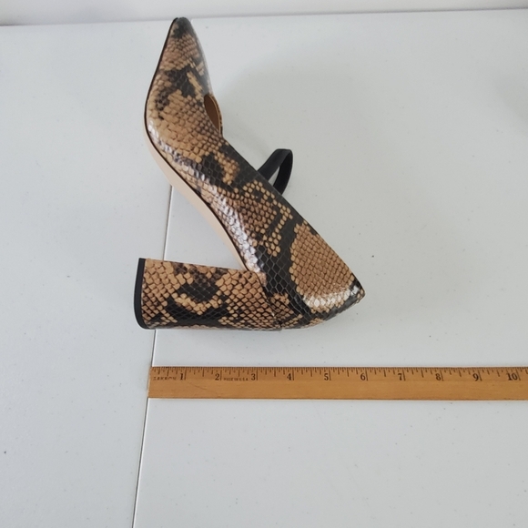 Franco Sarto Halo Snake Print Leather Pumps Size 8.5 Square Toe Chunky Heel Shoe - Picture 14 of 16